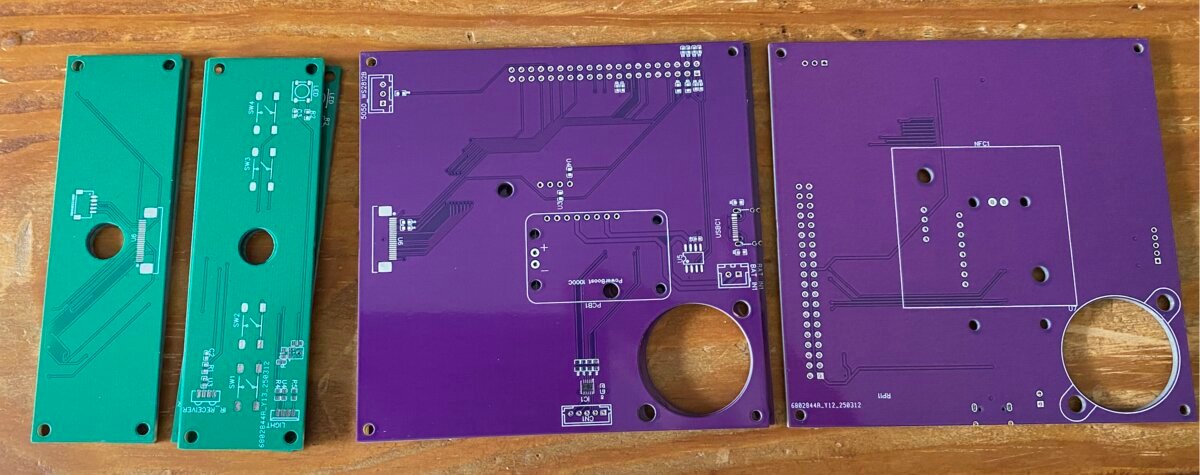 The first custom PCBs designed on EasyEDA to aggregate all the components
